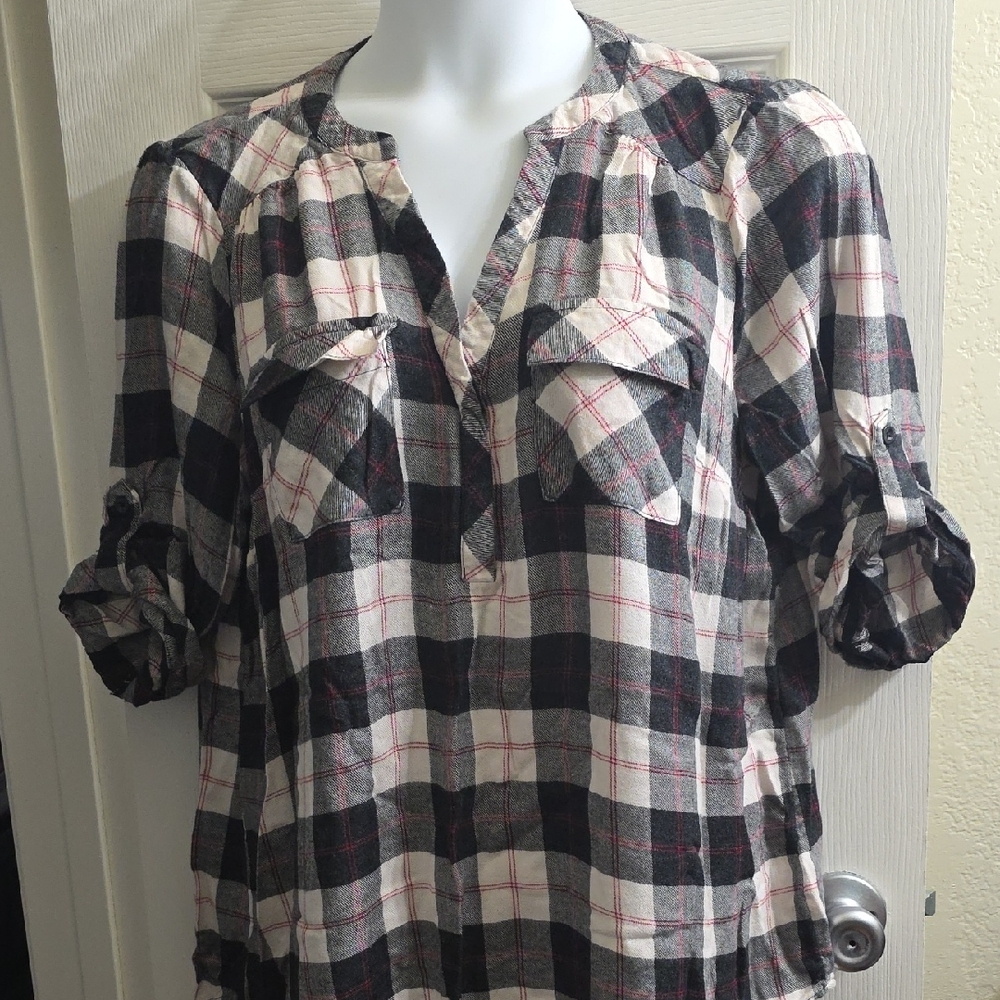 Torrid Black and White Plaid Tunic Size 1X